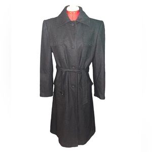 ANGELICA L Wool Blend Lined Military Style Lightweight Coat | sz 10 - black